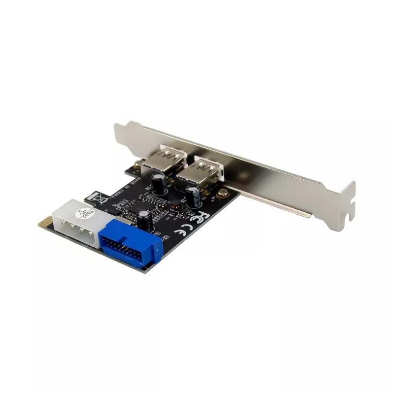 InLine 2+2 portų USB 3.2 Gen.1 pagrindinis valdiklis, PCIe, su SATA maitinimu ir žemo profilio laikikliu