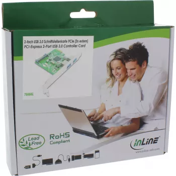 InLine 2 prievadų USB 3.0 pagrindinės plokštės valdiklio kortelė su SATA pagalbiniu maitinimo prievadu PCIe