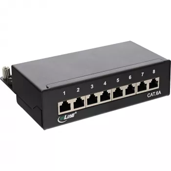 InLine Patch Panel Cat.6A stalinis / sieninis 8 prievadų juodas RAL9005