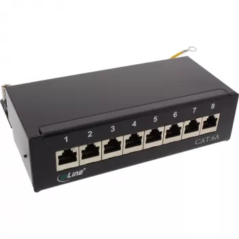 InLine Patch Panel Cat.6A 8 prievadų, montuojamas ant stalo / sienos, juodas RAL9005