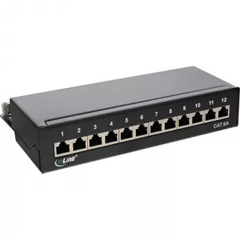 InLine Patch Panel Cat.6A stalinis / sieninis 12 prievadų juodas