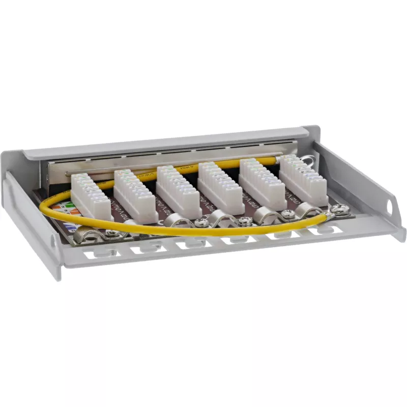 InLine Patch panel Cat.6A 0.5U 6 prievadų, stalinis/sieninis/stovo, pilkas, su dulkių apsauga