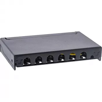 InLine Patch panel Cat.6A 0,5U 6 prievadų, stalinis/sieninis/stovo, juodas su dulkių apsauga
