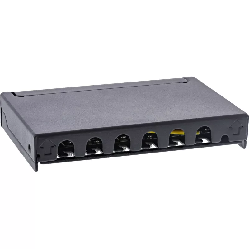 InLine Patch panel Cat.6A 0,5U 6 prievadų, stalinis/sieninis/stovo, juodas su dulkių apsauga
