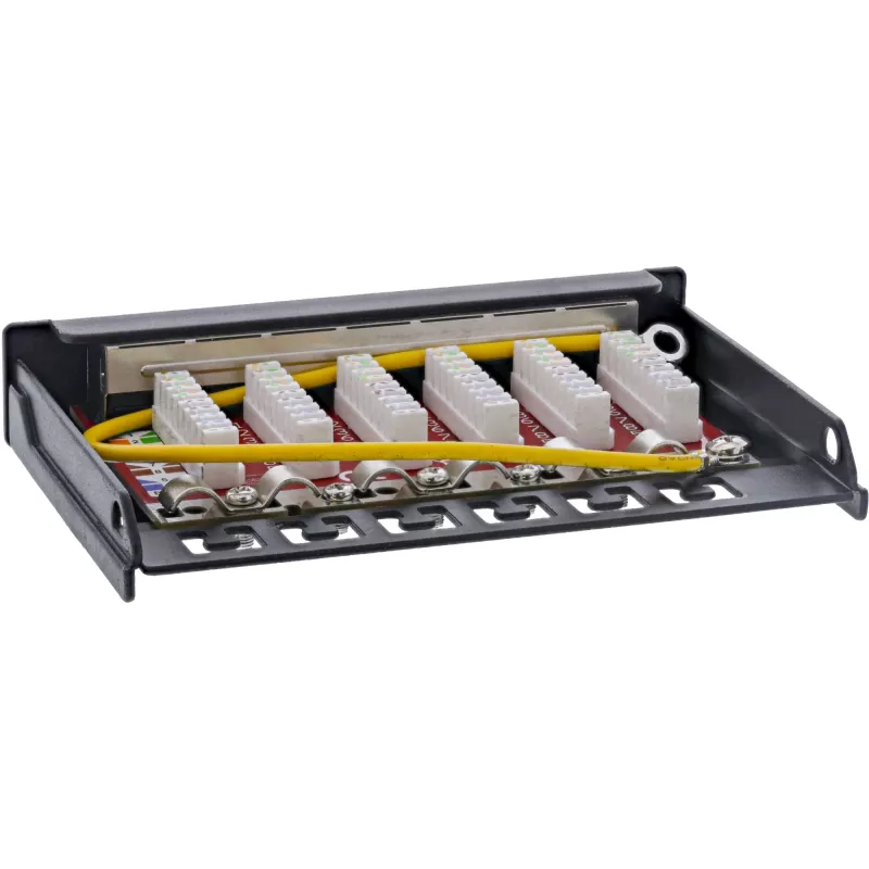 InLine Patch panel Cat.6A 0,5U 6 prievadų, stalinis/sieninis/stovo, juodas su dulkių apsauga