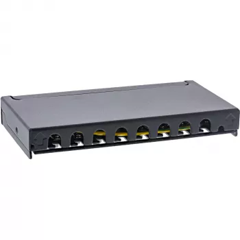 InLine Patch panel Cat.6A 0,5U 8 prievadų, stalui/sienai/bėgeliui, juodas, su dulkių apsauga