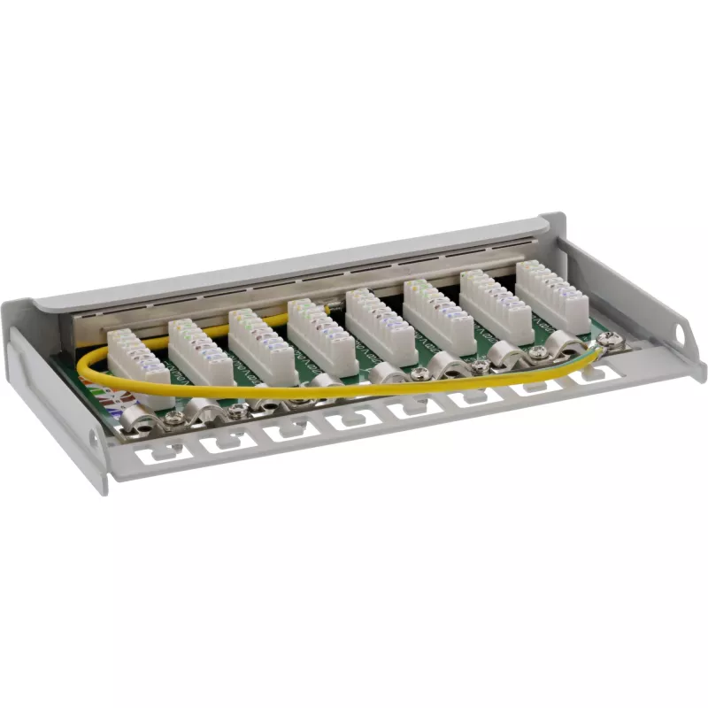 InLine Patch panel Cat.6A 0,5U 8 prievadų, staliniam montavimui / ant sienos, šviesiai pilka RAL7035