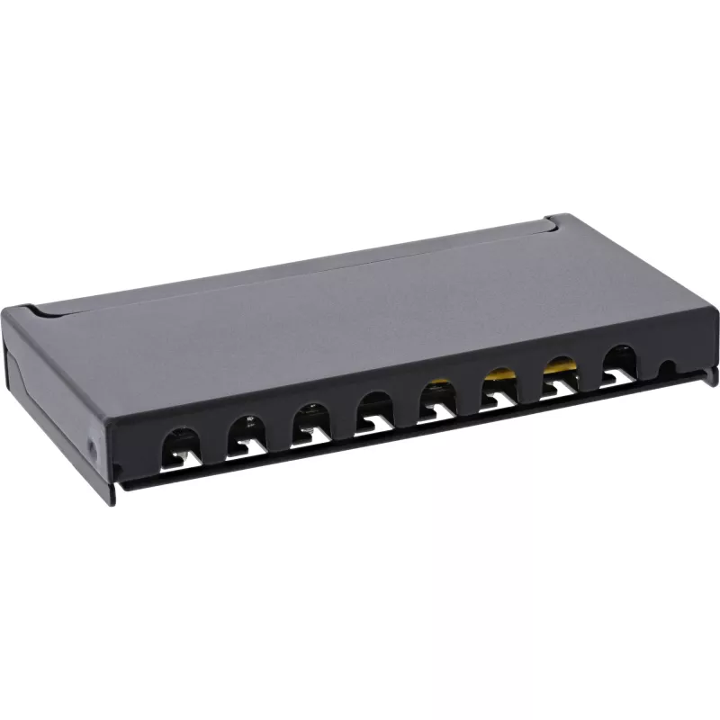 InLine Patch panel Cat.6A 0,5U 8 prievadų, stalo/sienos montavimui, juoda RAL9005