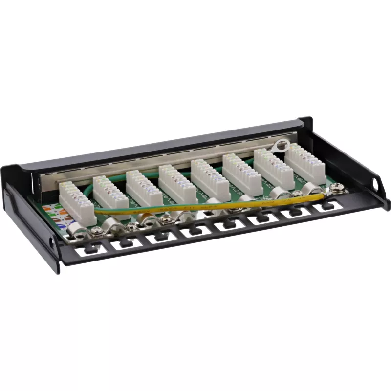 InLine Patch panel Cat.6A 0,5U 8 prievadų, stalo/sienos montavimui, juoda RAL9005