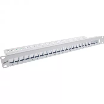 InLine Blank Patch Panel 19 colių 24 prievadai 1U šviesiai pilkas montavimui į stelažą