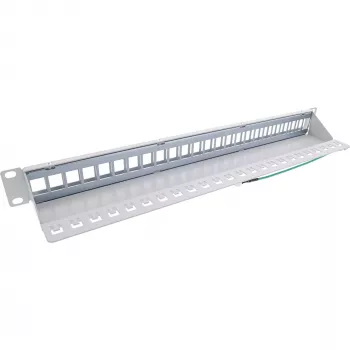 InLine Blank Patch Panel 19 colių 24 prievadai 1U šviesiai pilkas montavimui į stelažą