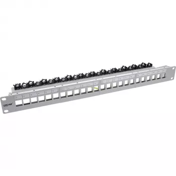 InLine Patch panel 24 prievadų, Keystone tuščias skydelis, 19 colių, 1U pilkas