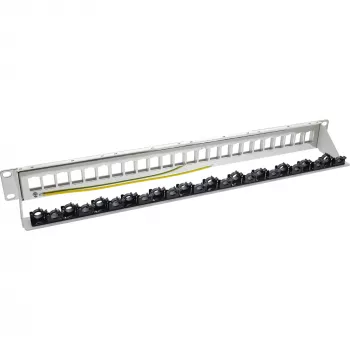 InLine Patch panel 24 prievadų, Keystone tuščias skydelis, 19 colių, 1U pilkas