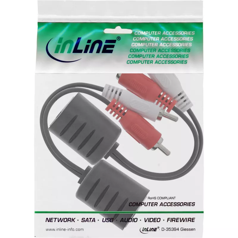 InLine RCA garso perdavimo per LAN / Ethernet / RJ45 kabelių rinkinys 2 vnt.