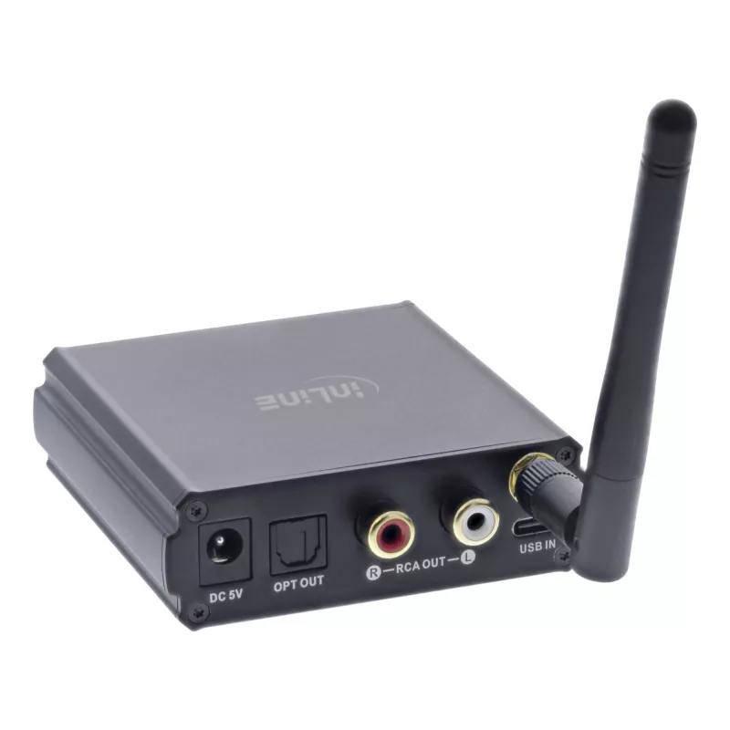 InLine Bluetooth 5.1 HiFi imtuvas ir USB DAC su LCD, 30 m