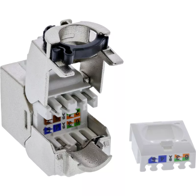 InLine 24 prievadų rinkinys Keystone RJ45 lizdas plonas SNAP-In Cat.6A su integruotu kabelio raiščiu (B-76202P)