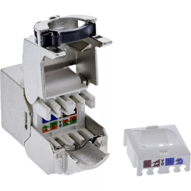Keystone modulis InLine B-76202Q — plokščias pilkas RJ-45, 14,5×31,8×19,4 mm