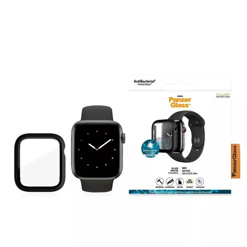 PanzerGlass ® Viso korpuso apsauginis stiklas Juodas Apple Watch SE 3 | SE | 6 | 5 | 4 | 44mm