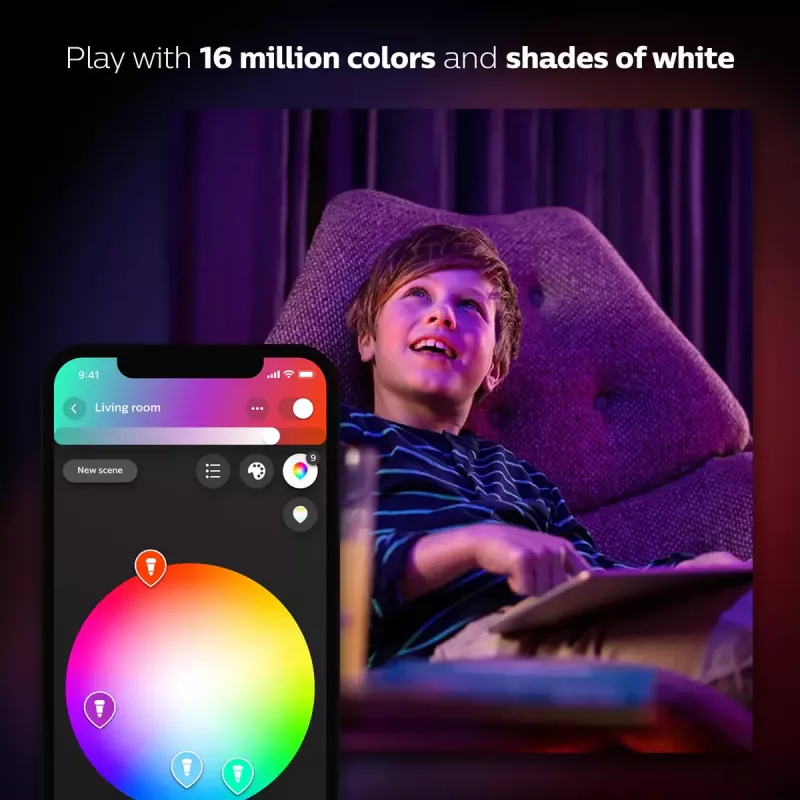LED protingų lempučių rinkinys Philips Hue White and Colour Ambience — 2× E27 11W, Bluetooth/Zigbee