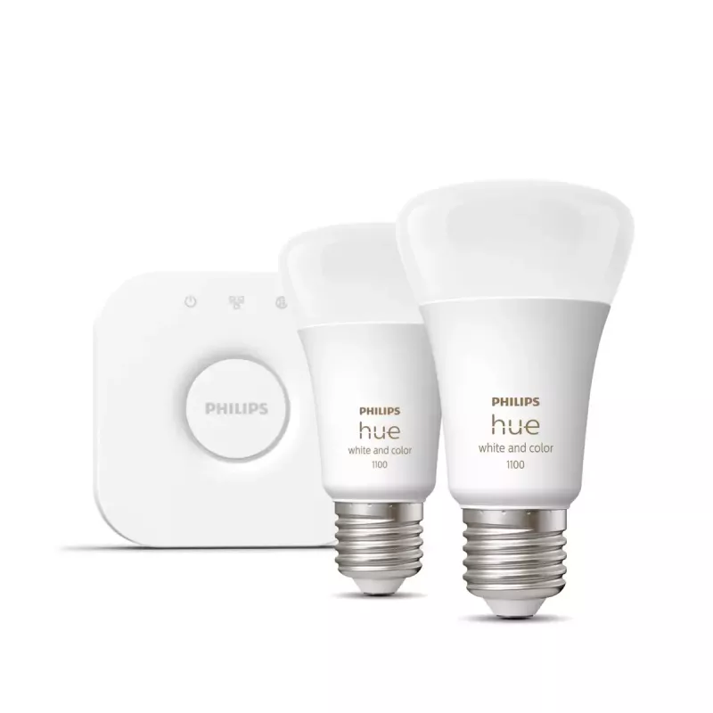 LED protingų lempučių rinkinys Philips Hue White and Colour Ambience — 2× E27 11W, Bluetooth/Zigbee