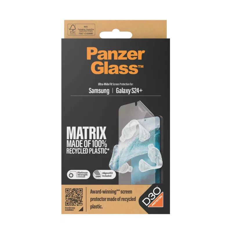 PanzerGlass ® ECO MATRIX Screen Protector su D3O® Samsung Galaxy S24+ | Ultra-Wide Fit su AlignerKit