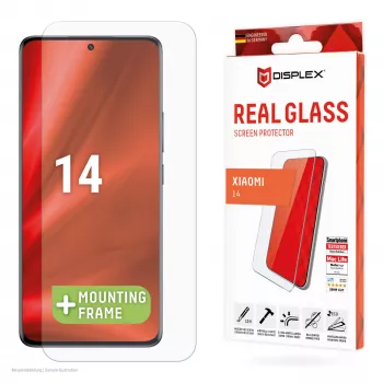 Displex apsauginis stiklas (10H) „Xiaomi 14“ su EASY-ON® Eco montavimo rėmeliu, atsparus įbrėžimams