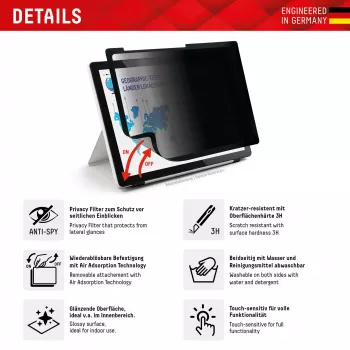 Displex TABLET PRIVACY SAFE nuimamas dvipusis privatumo filtras iPad 10,2'' (7./8./9. kartos)