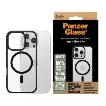 PanzerGlass HardCase Skaidrus su Juodu MagSafe ir Rėmeliu iPhone 16 Pro