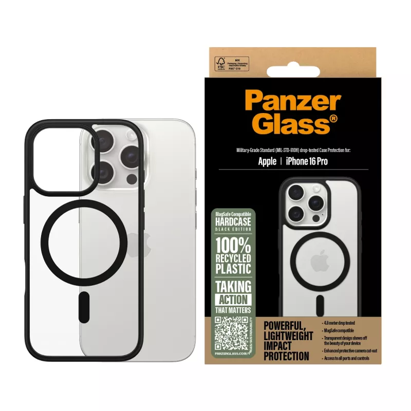 PanzerGlass HardCase Skaidrus su Juodu MagSafe ir Rėmeliu iPhone 16 Pro