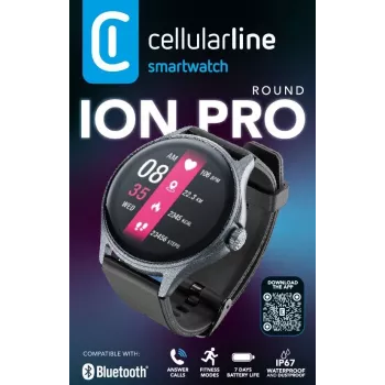 Cellularline ION PRO Round išmanusis laikrodis su Bluetooth® ir programėle, 3,51 cm (1,38 colio), TFT, liečiamas ekranas, 0,00064 GB, 98 g