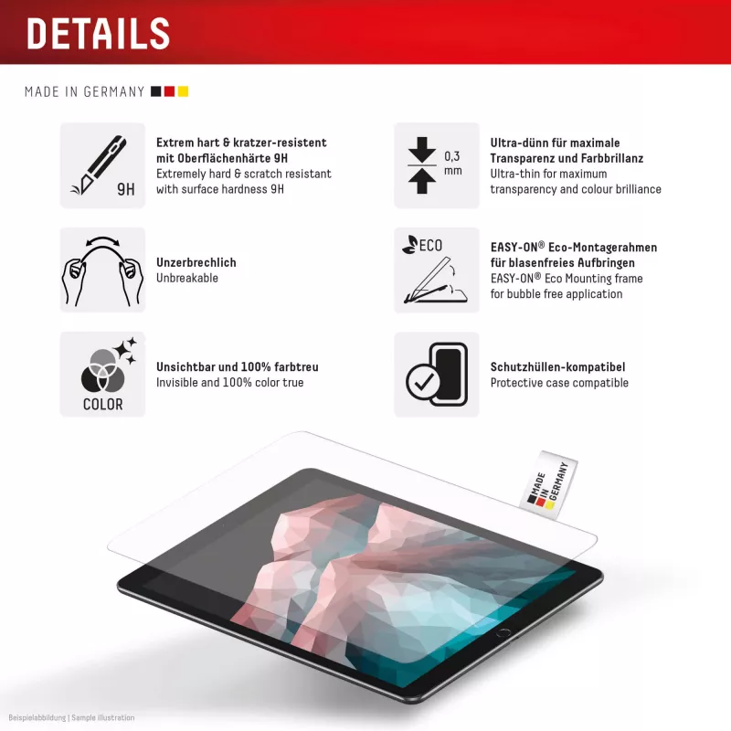 Displex Tablet Glass (9H) Samsung Galaxy Tab S10 FE+ su Eco montavimo rėmeliu, nedūžtantis