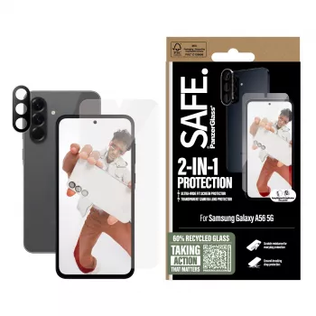 PanzerGlass SAFE. by ® 2-in-1 rinkinys Samsung Galaxy A56 5G – apsauga nuo įbrėžimų ir smūgių