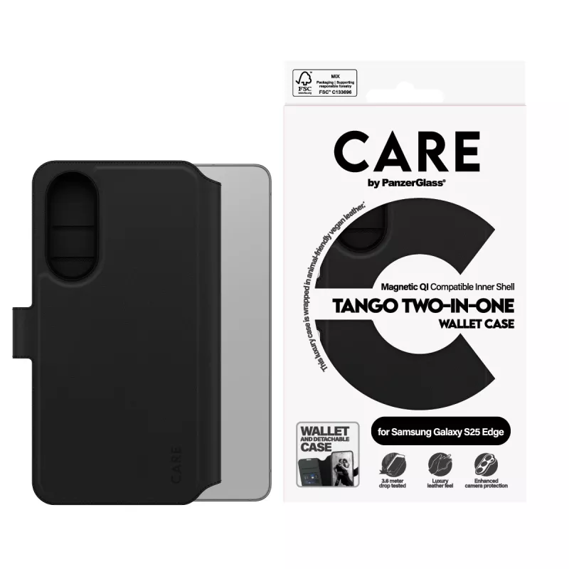 PanzerGlass CARE™ by ® Tango 2-in-1 dėklas su pinigine, Qi suderinamas, Samsung S25 Edge