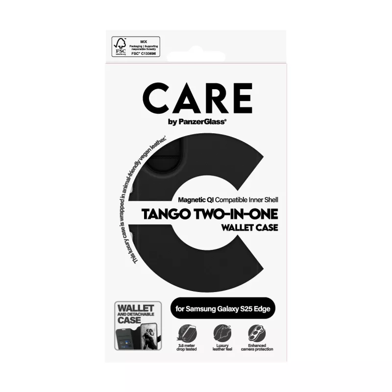 PanzerGlass CARE™ by ® Tango 2-in-1 dėklas su pinigine, Qi suderinamas, Samsung S25 Edge
