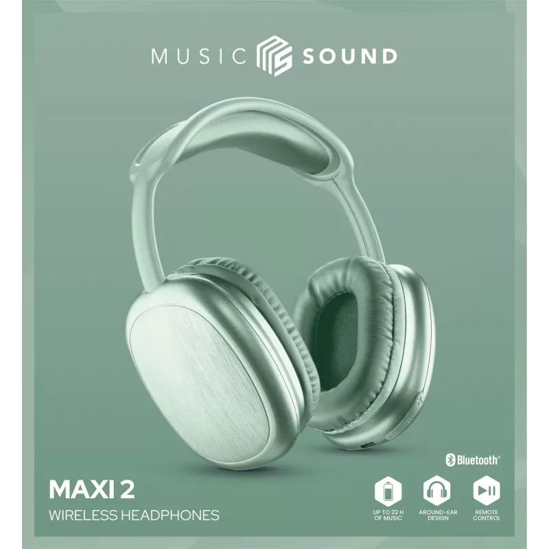 Ausinės Music Sound MAXI2 Bluetooth 5.0 – aplink ausį, modernaus dizaino, žalios