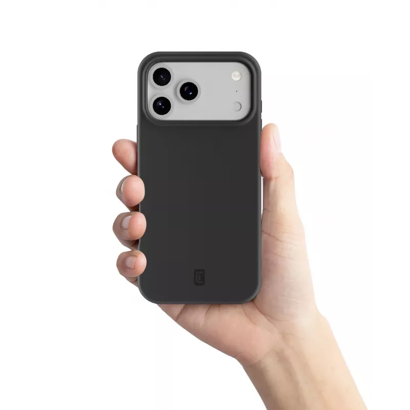 Cellularline Sensation – Minkštas silikoninis dėklas iPhone 17 Pro, švelnaus prisilietimo apdaila, juodos spalvos