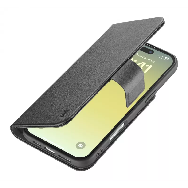Cellularline Book Agenda dėklas iPhone Air su magnetiniu užsegimu, dirbtinės odos, juodas