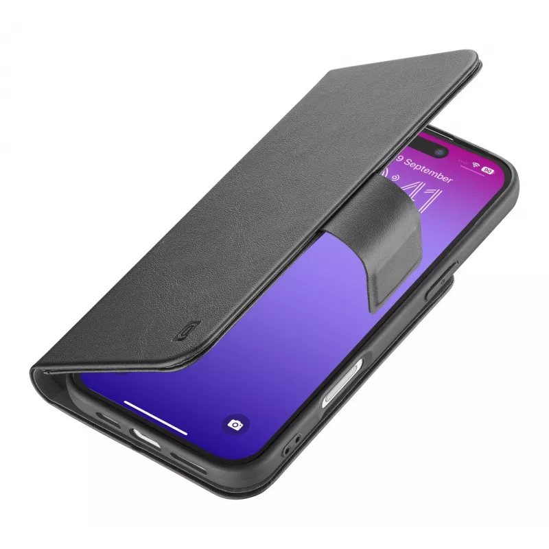 Cellularline Book Agenda dėklas iPhone 17 Pro su magnetiniu užraktu, dirbtinės odos apdaila