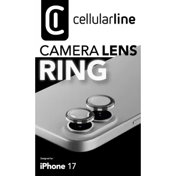 Cellularline Camera Lens Ring - iPhone 17 Grūdintas stiklas fotoaparato apsaugai