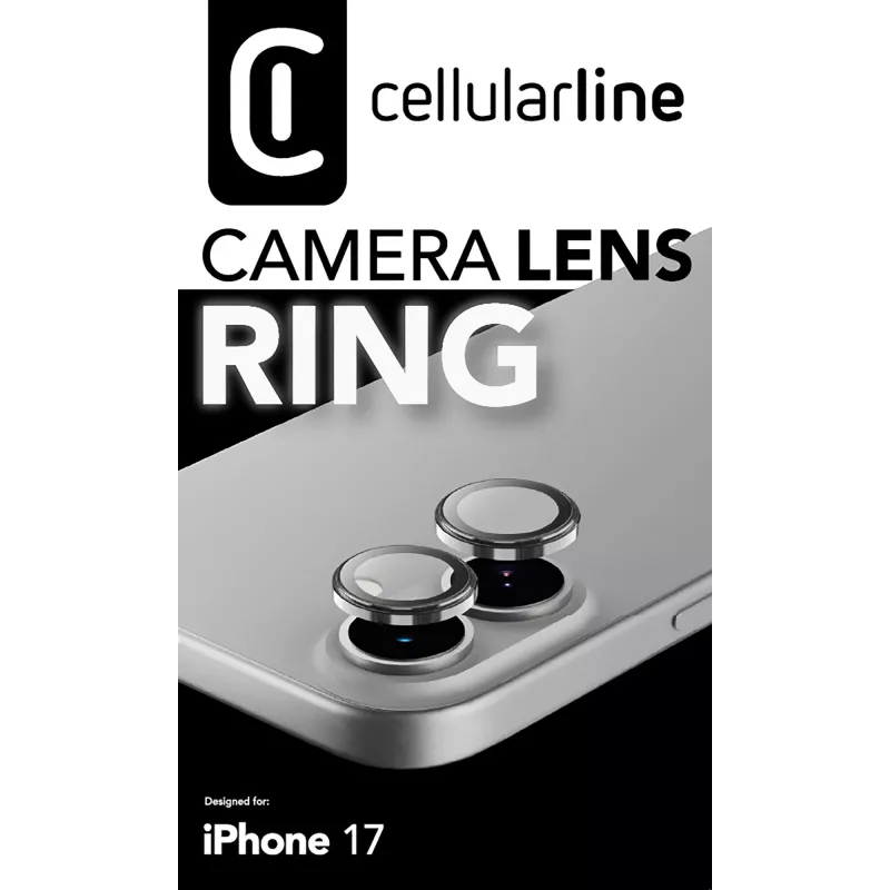 Cellularline Camera Lens Ring - iPhone 17 Grūdintas stiklas fotoaparato apsaugai