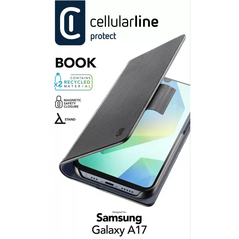 Cellularline Book dėklas Samsung Galaxy A17, juodas