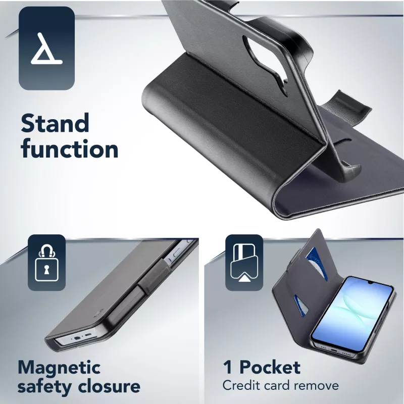 Cellularline Book dėklas Samsung Galaxy A17, juodas