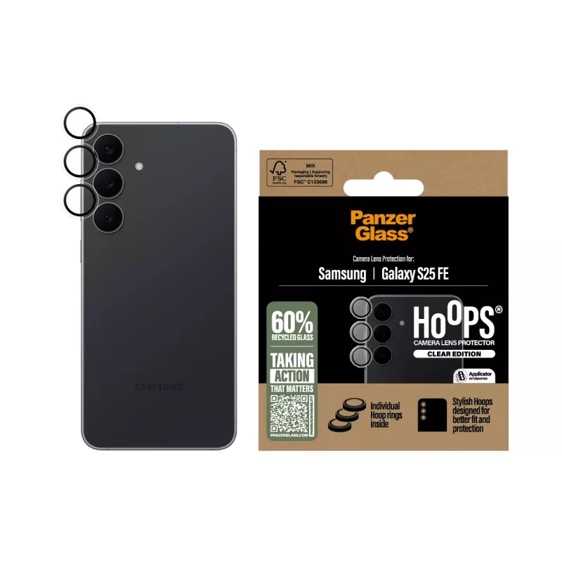 Apsauginis fotoaparato lęšio stikliukas PanzerGlass Samsung Galaxy S25 FE 5G, atsparus įbrėžimams ir smūgiams