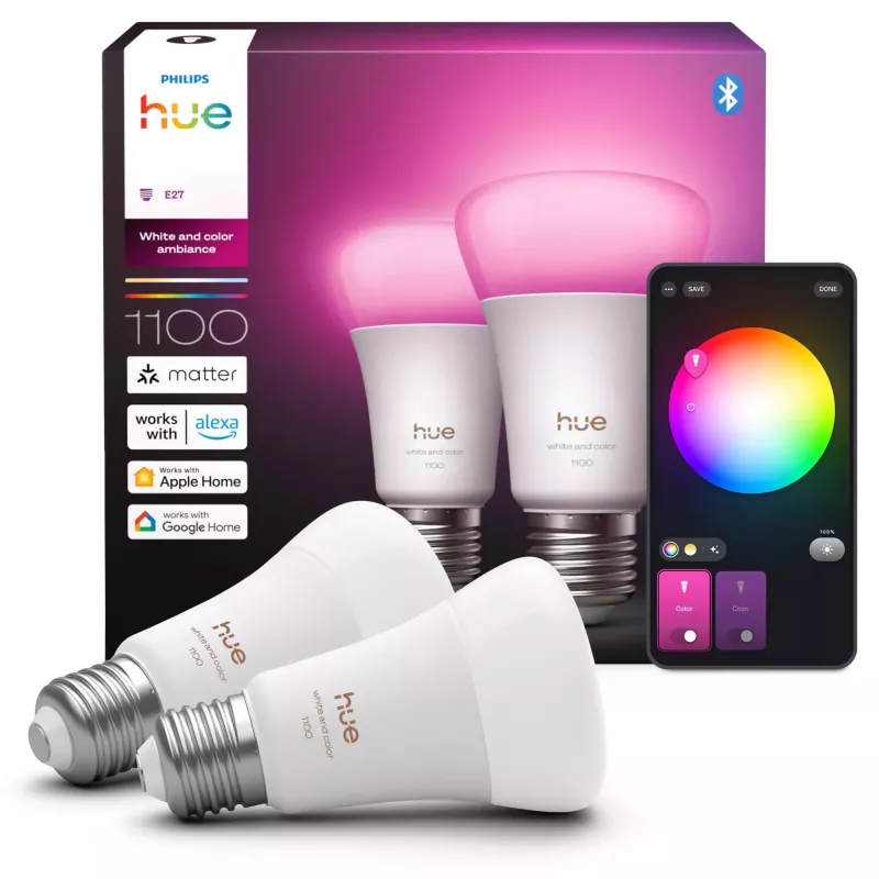 Philips Hue White and colour ambience A60 – E27 išmanioji lemputė – 1100