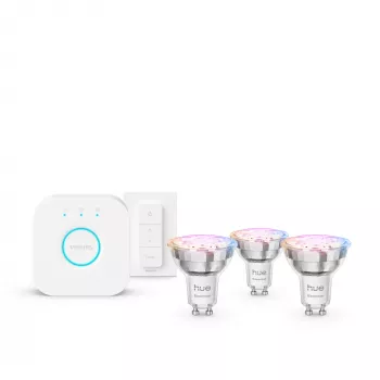 Philips Hue White and colour ambience Essential pradinis rinkinys: 3 GU10 protingos lemputės (345 lm) + reguliatorius