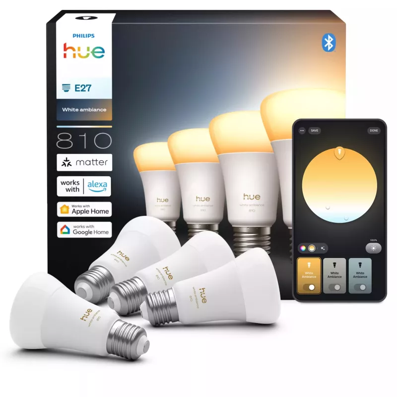 Philips Hue White Ambience A60 E27 6W Bluetooth Zigbee išmanioji lemputė