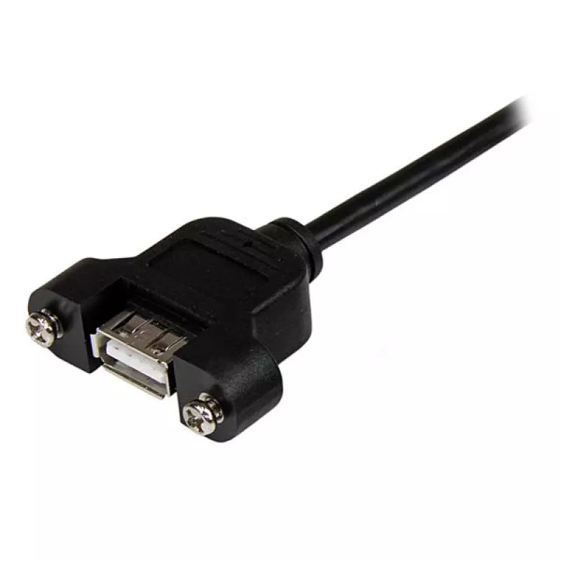 StarTech.com 1 ft Panel Mount USB laidas A į A - M/M, 0,3 m, USB A, USB A, USB 2.0, Vyriška/Moteriška, Juoda
