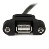 StarTech.com 1 ft Panel Mount USB laidas A į A - M/M, 0,3 m, USB A, USB A, USB 2.0, Vyriška/Moteriška, Juoda