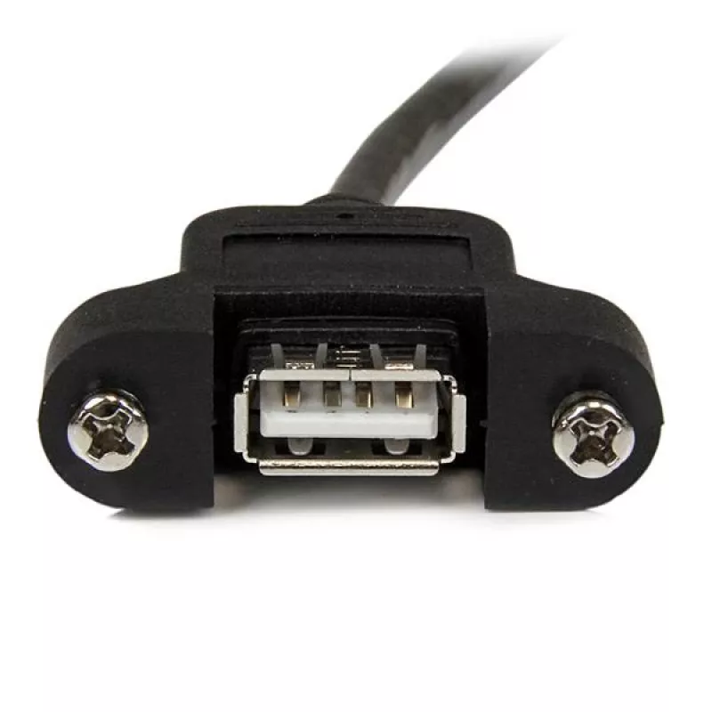 StarTech.com 1 ft Panel Mount USB laidas A į A - M/M, 0,3 m, USB A, USB A, USB 2.0, Vyriška/Moteriška, Juoda