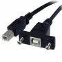 StarTech.com 3 pėdų skydelio montavimo USB B laidas B į B - moteriškas/vyriškas, 0,91 m, USB B, USB B, USB 2.0, 0,48 Gbit/s, juoda